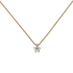 Collier Ankerkette mit Anhänger Solitär Diamant 0.15Ct 585 Rotgold 45cm