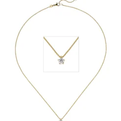 Collier Ankerkette mit Anhänger Solitär Diamant 0.15Ct 585 Gelbgold 45cm