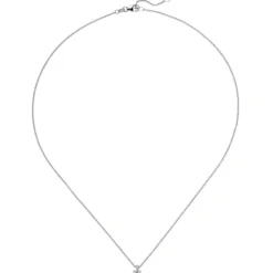 Collier Ankerkette mit Anhänger Solitär Diamant 0.15Ct 585 Weißgold 45cm