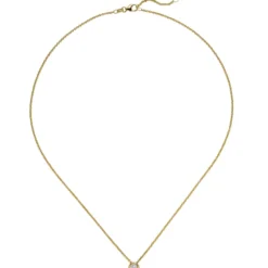 Collier Ankerkette mit Anhänger Solitär Diamant 0.15Ct 585 Gelbgold 45cm