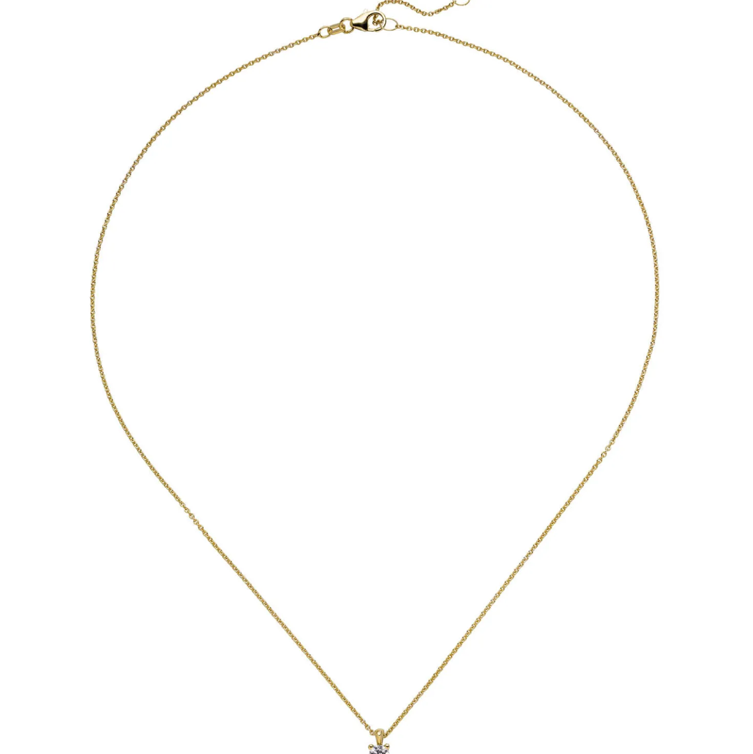 Collier Ankerkette mit Anhänger Solitär Diamant 0.15Ct 585 Gelbgold 45cm