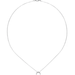 Collier Ankerkette mit Anhänger Kreis mit Zirkonia weiß schlicht 925 Silber 43cm