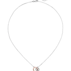 Collier Ankerkette mit Anhänger 925 Silber bicolor vergoldet 18 Zirkonia 42-45cm