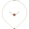 Collier Ankerkette mit Turmalin-Cabochon 16 Diamanten 0.05Ct 585 Rotgold