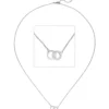 Collier Ankerkette zwei Ringe mit 13 Diamanten 0.05Ct 585 Weißgold 45cm
