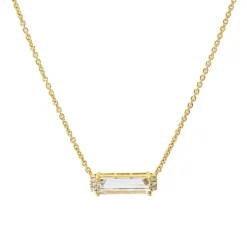 Collier aus 585 Gelbgold Amethyst 1,28ct grün 6 Brillanten 0,03ct W-PI L:45cm