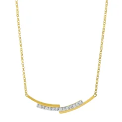 Collier aus 750 Gelbgold 13 Brillanten 0,1ct TW-PI L:45,7cm Fassung rhodiniert