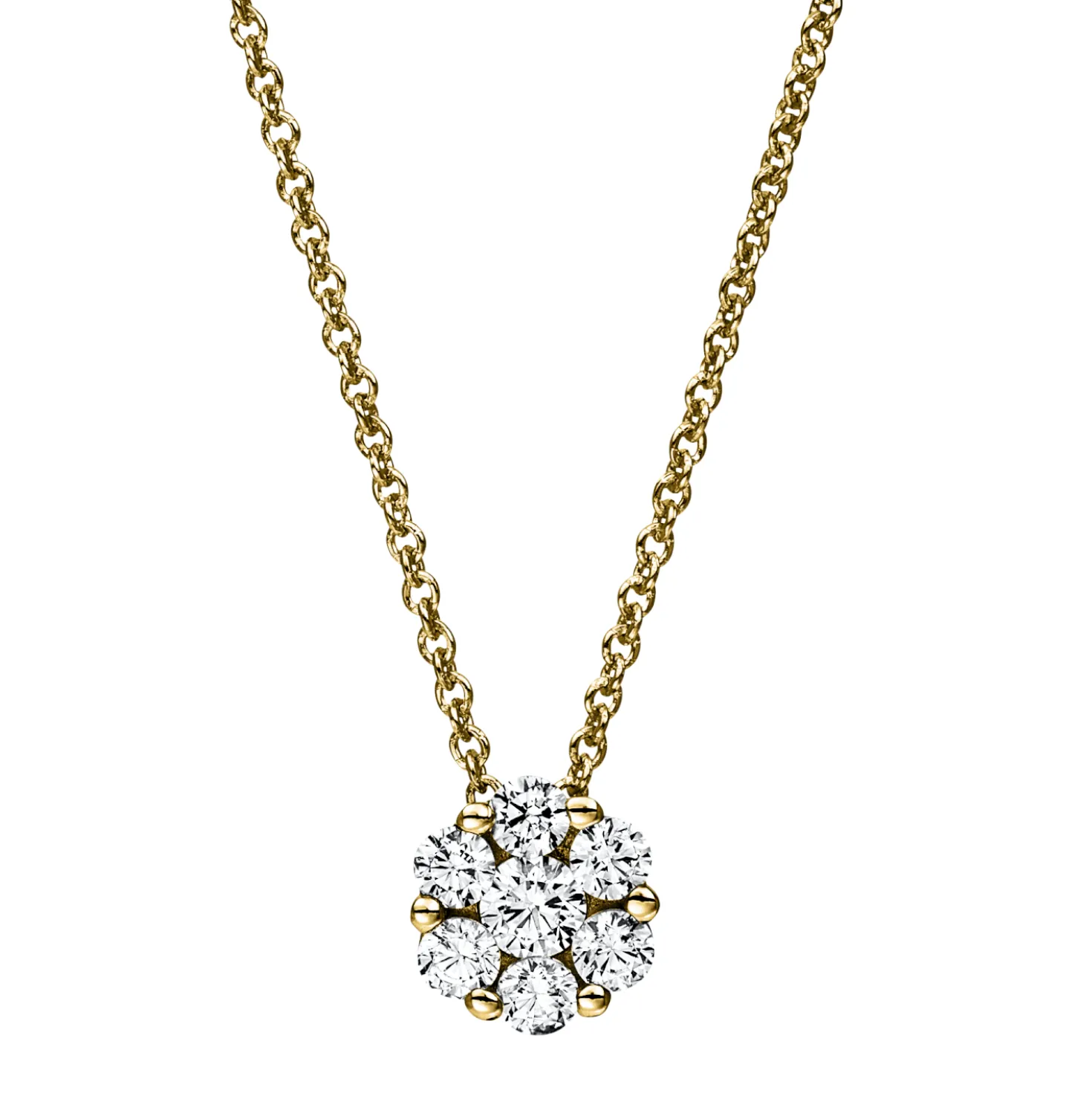 Collier aus 585 Gelbgold 6 Brillanten 0,38ct TW-SI 1 Brillant 0,13ct TW-SI L:42cm