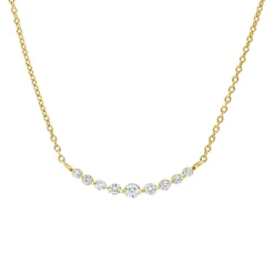 Collier aus 750 Gelbgold 8 Brillanten 0,12ct TW-SI 1 Brillant 0,04ct TW-SI L:45cm