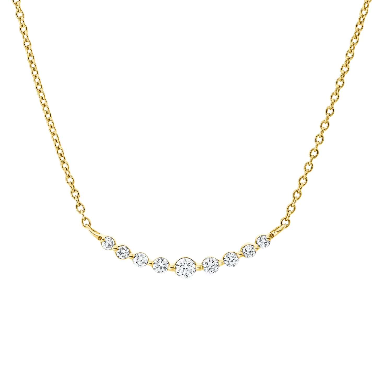 Collier aus 750 Gelbgold 8 Brillanten 0,12ct TW-SI 1 Brillant 0,04ct TW-SI L:45cm