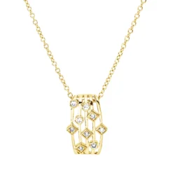 Collier aus 750 Gelbgold 4 Diamanten 0,02ct TW-SI 5 Diamanten 0,04ct TW-SI L:45cm