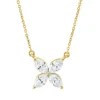 Collier aus 750 Gelbgold 4 Diamanten Navette-Schliff 0,5ct TW-VSI/SI L:45cm