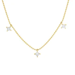 Collier aus 750 Gelbgold 5 Diamanten Prinzess-Schliff 0,49ct TW-SI L:46cm