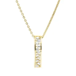 Collier aus 750 Gelbgold 11 Diamanten Trapez-Schliff 0,1ct TW-SI L:45cm
