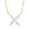 Collier aus 750 Gelbgold 4 Diamanten Navette-Schliff 0,19ct TW-SI L:43cm