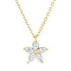 Collier aus 750 Gelbgold 5 Diamanten Navette-Schliff 0,25ct TW-SI L:45cm