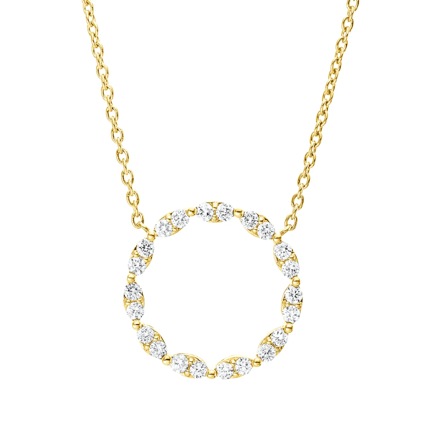 Collier aus 750 Gelbgold 2 Diamanten Oval-Schliff 0,38ct TW-SI L:45,7cm