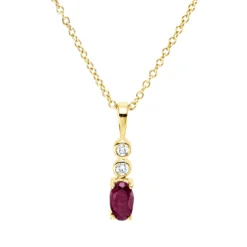 Collier aus 750 Gelbgold Rubin 0,28ct rot 2 Brillanten 0,03ct TW-SI L:45cm