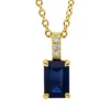 Collier aus 750 Gelbgold Saphir 0,65ct blau 3 Brillanten 0,02ct TW-SI L:45cm