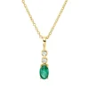 Collier aus 750 Gelbgold Smaragd 0,22ct grün 2 Brillanten 0,03ct TW-SI L:45cm