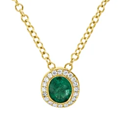 Collier aus 750 Gelbgold Smaragd 0,35ct grün 20 Brillanten 0,06ct TW-VSI L:45,7cm