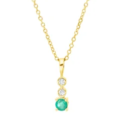 Collier aus 750 Gelbgold Smaragd 0,16ct grün 2 Brillanten 0,03ct TW-SI L:45cm
