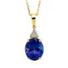 Collier aus 750 Gelbgold Tansanit 3,77ct blau 3 Brillanten 0,08ct TW-SI L:45,7cm