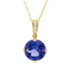 Collier aus 585 Gelbgold Tansanit 2,5ct blau 3 Brillanten 0,03ct TW-SI L:45,7cm