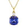 Collier aus 750 Gelbgold Tansanit 3,76ct blau Brillant 0,12ct TW-SI L:45,7cm