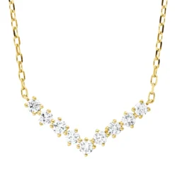 Collier aus 750 Gold Gelbgold 9 Brillanten 0,36ct TW-PI L:45,7cm