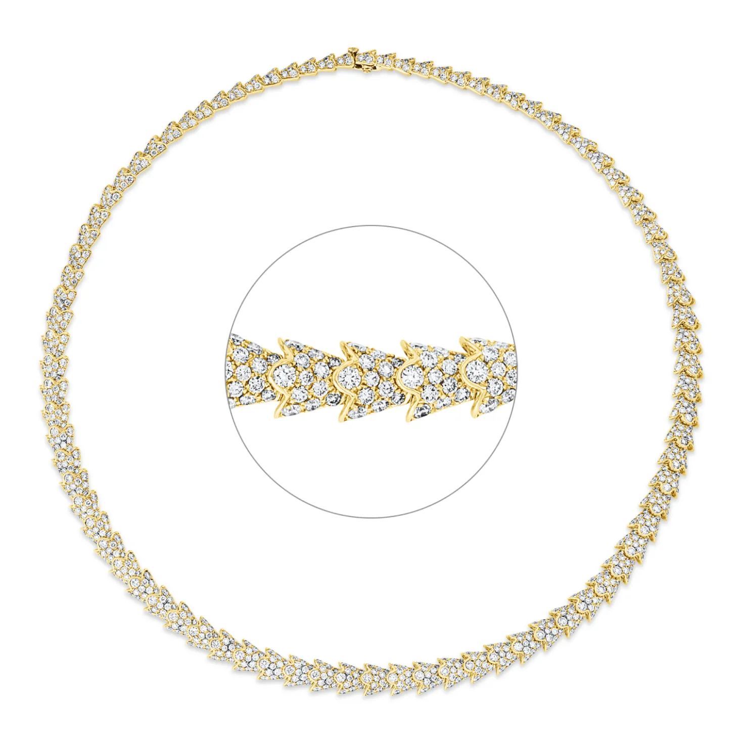 Collier aus 750 Gold Gelbgold 1000 Brillanten 14,12ct TW-VSI L:43cm