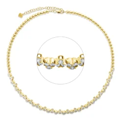 Collier aus 750 Gold Gelbgold 148 Brillanten 3,38ct W-SI L:39,5cm