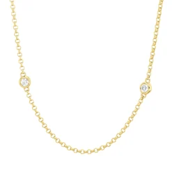 Collier aus 750 Gold Gelbgold 7 Brillanten 0,18ct TW-SI L:43cm