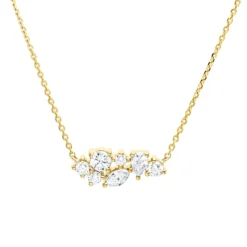 Collier aus 750 Gold Gelbgold 7 Diamanten 0,34ct TW-SI L:45cm