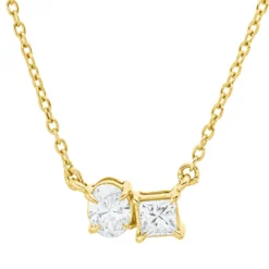Collier aus 750 Gold Gelbgold 2 Diamanten 0,29ct TW-SI L:45cm