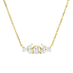 Collier aus 750 Gold Gelbgold 7 Diamanten 0,38ct TW-SI L:45cm