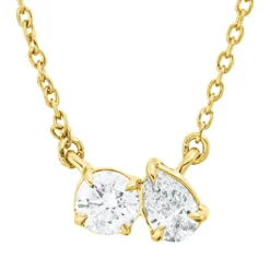 Collier aus 750 Gold Gelbgold 2 Diamanten 0,31ct TW-SI L:45cm