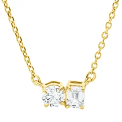 Collier aus 750 Gold Gelbgold 2 Diamanten 0,28ct TW-SI L:45cm