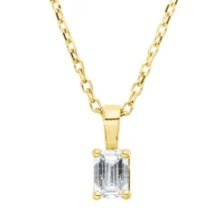 Collier aus 750 Gold Gelbgold Diamant Smaragd-Schliff 0,2ct TW-SI 4er-Krappe