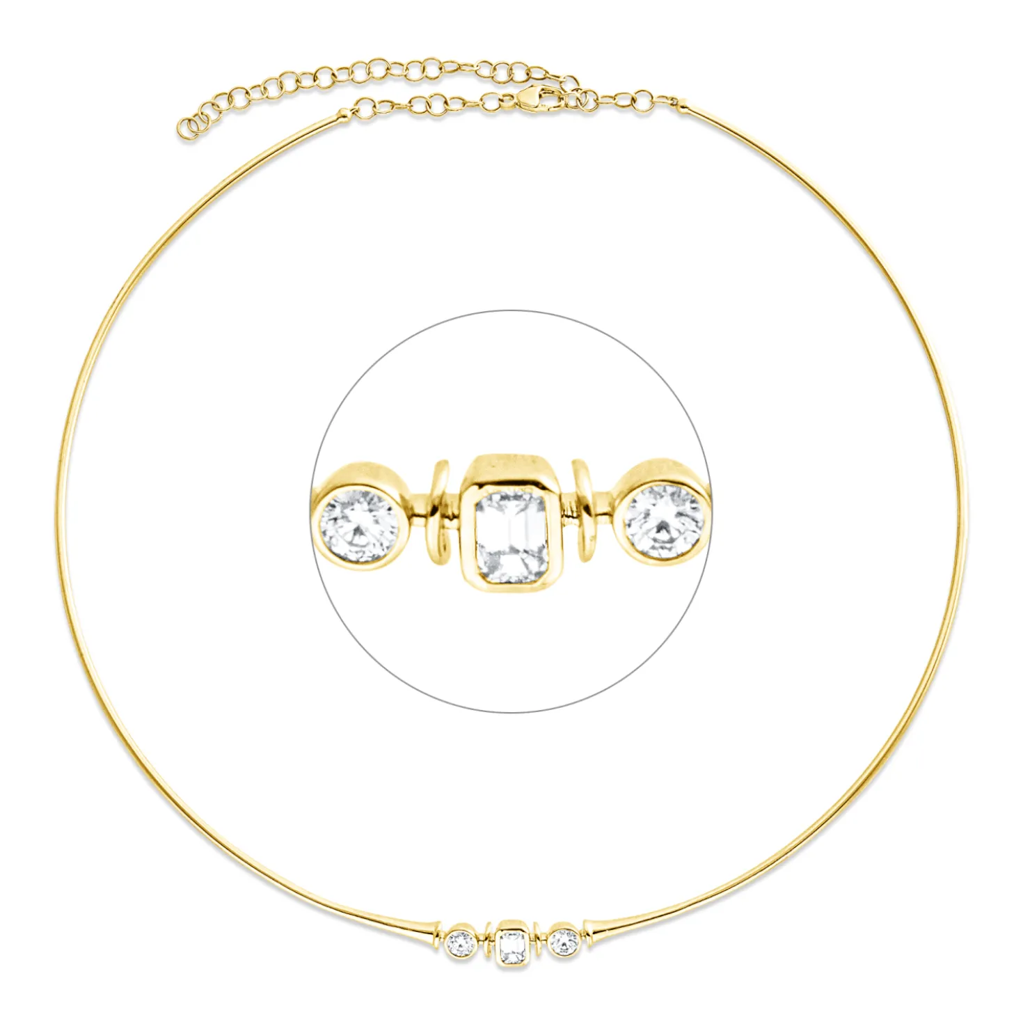 Collier aus 750 Gold Gelbgold 3 Diamanten 0,61ct TW-SI L:42cm Zarge