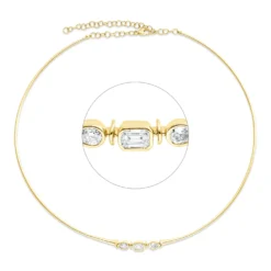 Collier aus 750 Gold Gelbgold 3 Diamanten 0,66ct TW-SI L:42cm Zarge
