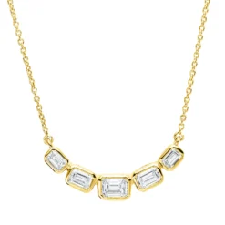 Collier aus 750 Gold Gelbgold 5 Diamanten 0,79ct TW-SI L:45cm Zarge