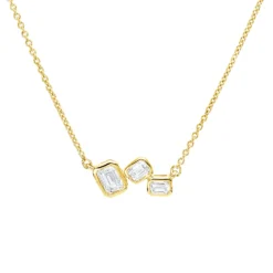 Collier aus 750 Gold Gelbgold 3 Diamanten 0,4ct TW-SI L:45cm Zarge