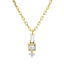Collier aus 750 Gold Gelbgold 3 Diamanten 0,17ct TW-SI L:45,7cm