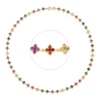 Collier aus 750 Gold Gelbgold 265 Saphire 7,76ct mehrfarbig L:45cm