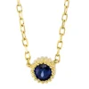 Collier aus 750 Gold Gelbgold Saphir 0,19ct blau L:45,7cm