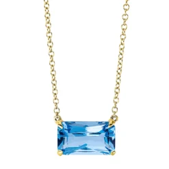 Collier aus 750 Gold Gelbgold Topas 2,4ct blau L:43,2cm