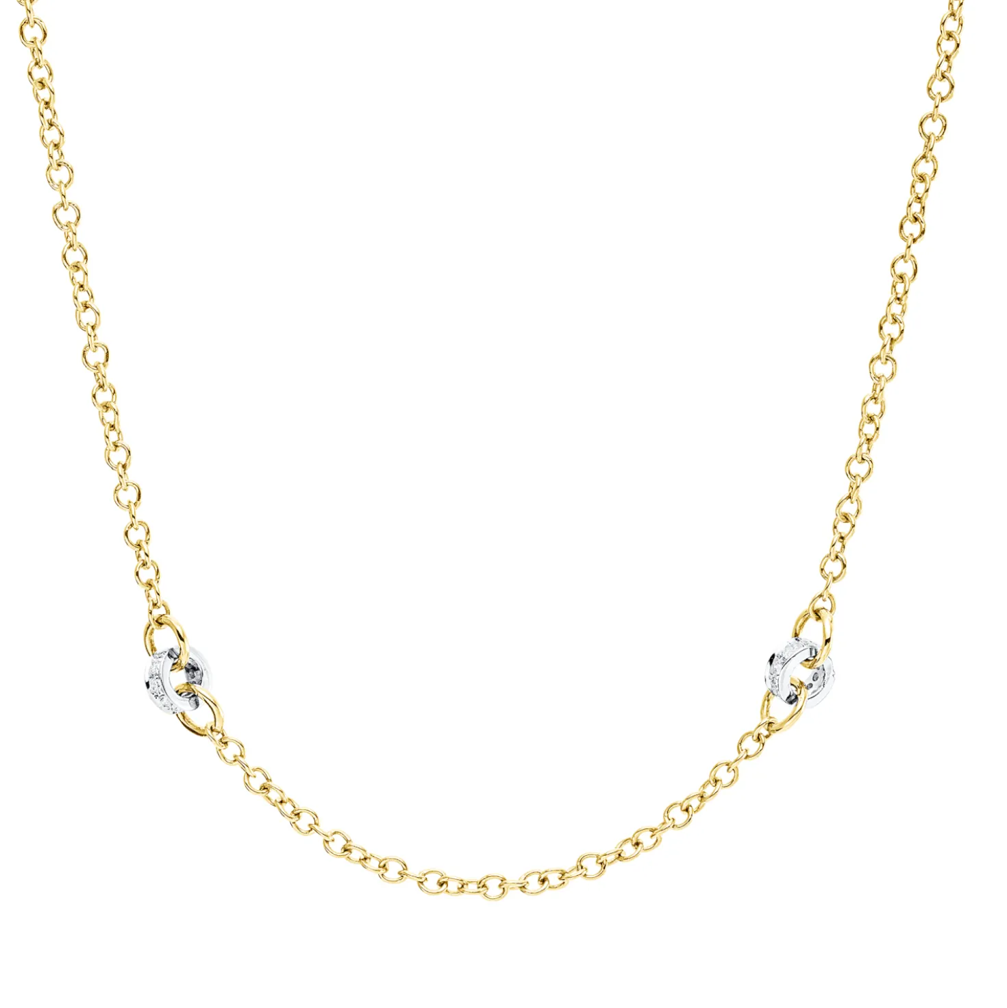 Collier aus 750 Gold gelb/weiß 80 Brillanten 0,21ct TW-SI L:45,7cm