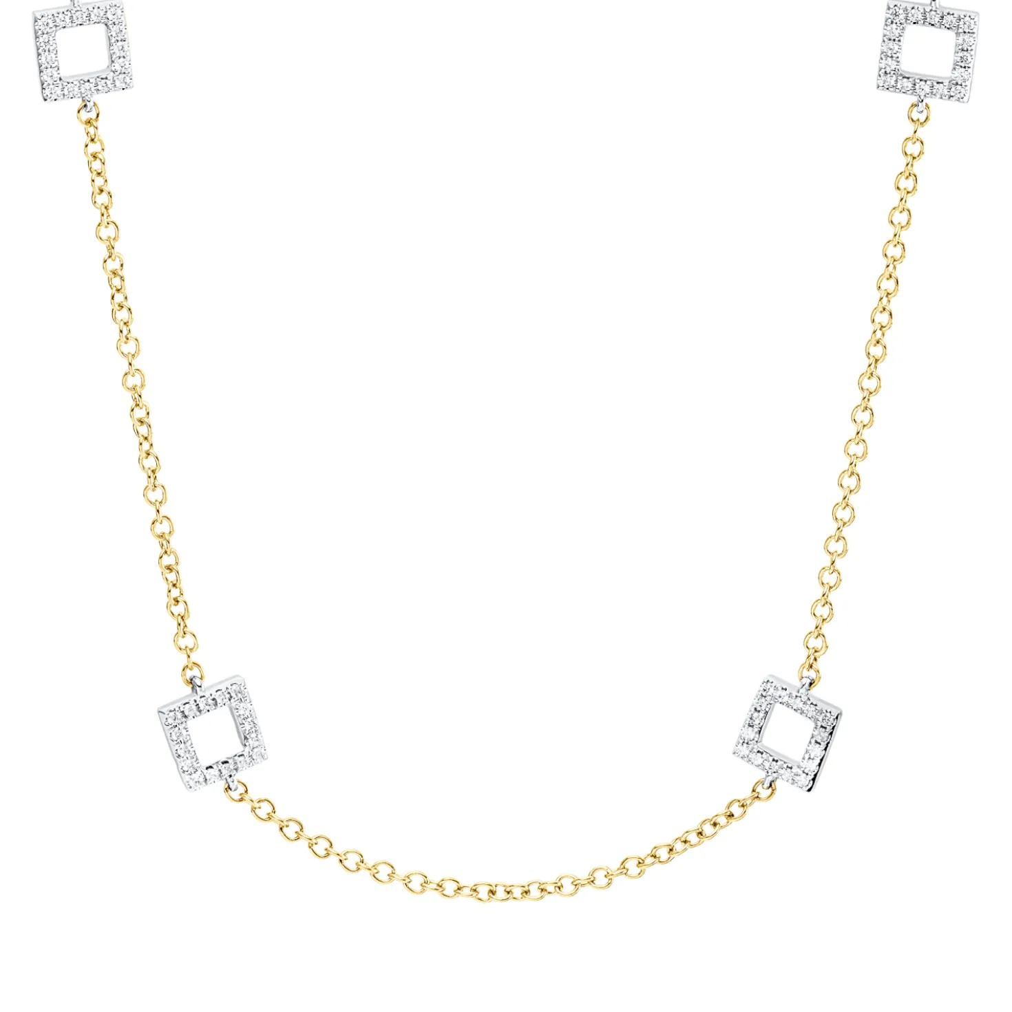 Collier aus 750 Gold gelb/weiß 192 Brillanten 0,56ct TW-SI L:45,7cm