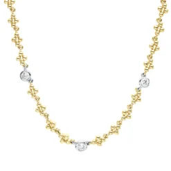 Collier aus 750 Gold gelb/weiß 3 Brillanten 0,16ct TW-PI L:40cm Zarge